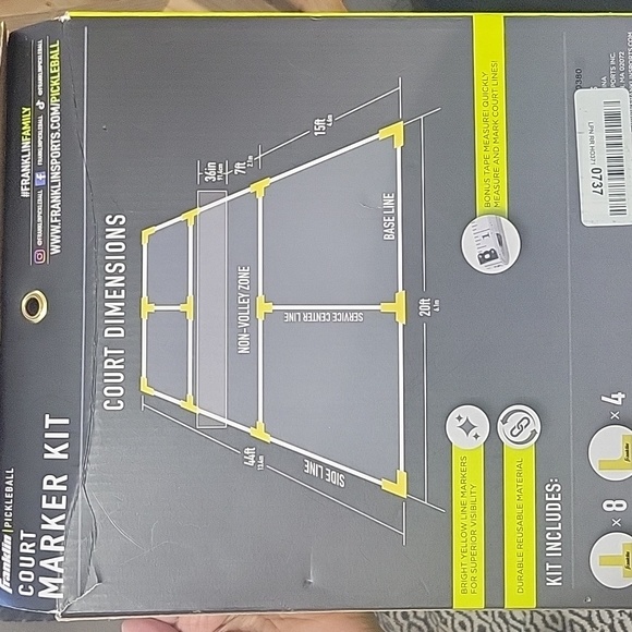 Franklin Sports Pickleball Court Marker Kit - Yellow - Picture 2 of 5